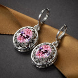 925 Silver Oval Drop Earrings with Zircon Gemstone for Wedding Party