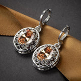 925 Silver Oval Drop Earrings with Zircon Gemstone for Wedding Party