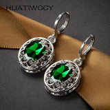 925 Silver Oval Drop Earrings with Zircon Gemstone for Wedding Party