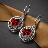 925 Silver Oval Drop Earrings with Zircon Gemstone for Wedding Party