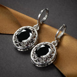 925 Silver Oval Drop Earrings with Zircon Gemstone for Wedding Party