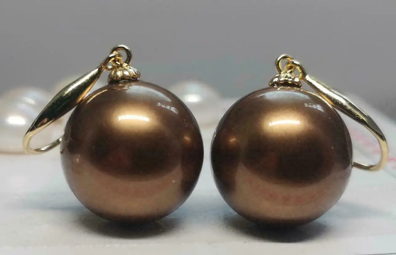 AAAA 14mm Chocolate South Sea Pearl Earrings