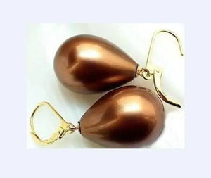 16mm Nat South Sea Choc Shell Pearl Earrings