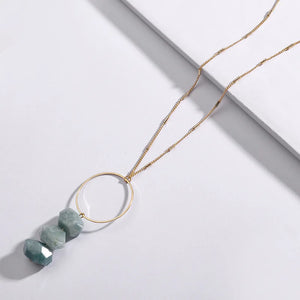 Labradorite Amazonite Stone Necklace Dainty Chain Pendant Women Lady