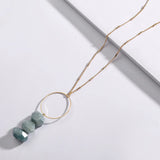 Labradorite Amazonite Stone Necklace Dainty Chain Pendant Women Lady