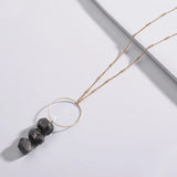 Labradorite Amazonite Stone Necklace Dainty Chain Pendant Women Lady