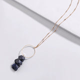 Labradorite Amazonite Stone Necklace Dainty Chain Pendant Women Lady