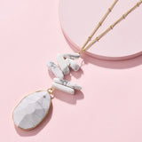 Opal Labradorite Stack Stone Pendant Necklaces for Women