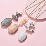 Opal Labradorite Stack Stone Pendant Necklaces for Women