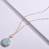 Natural Amazonite Labradorite Stone Pendant Necklace Women
