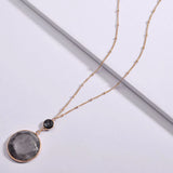 Natural Amazonite Labradorite Stone Pendant Necklace Women