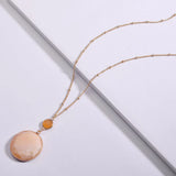 Natural Amazonite Labradorite Stone Pendant Necklace Women