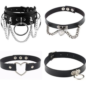 Gothic PU leather Choker Collar Necklace Punk Rock Rivet Stud Pentagram