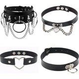 Gothic PU leather Choker Collar Necklace Punk Rock Rivet Stud Pentagram