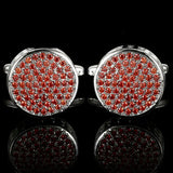 Red Rhinestone Cufflinks For Men French Shirt Sleeves Cufflink Gift