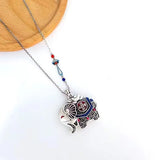 Retro Lucky Elephant Necklace Women's Elephant Pendant Sweater Chain
