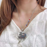 Retro Lucky Elephant Necklace Women's Elephant Pendant Sweater Chain