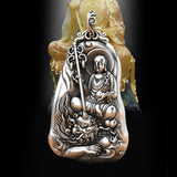 HX Earth Buddha Pendant Necklace Silver Life Buddha Pendant for Women