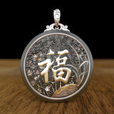 HX Fu Shou Shuangzhi Pendant Round Fu Zi Shou Gift Card Necklace