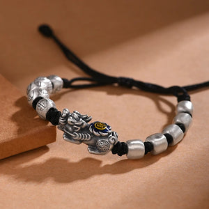 HX Retro Five Emperors Money Pixiu Bracelet Hand-woven Copper Coin Bracelet
