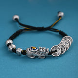 HX Retro Five Emperors Money Pixiu Bracelet Hand-woven Copper Coin Bracelet