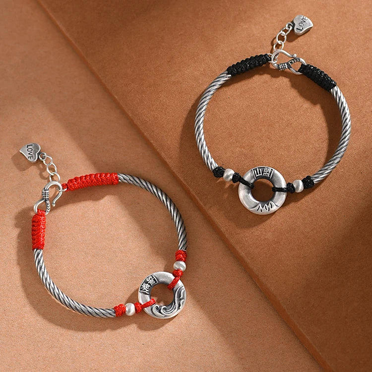 HX Guochao Shanmenghaishi Peace Buckle Bracelet Handwoven Hand Rope Jewelry