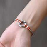 HX Guochao Shanmenghaishi Peace Buckle Bracelet Handwoven Hand Rope Jewelry
