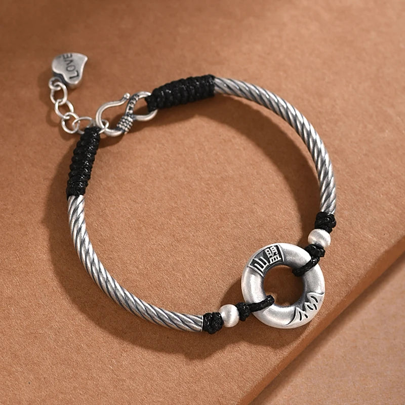 HX Guochao Shanmenghaishi Peace Buckle Bracelet Handwoven Hand Rope Jewelry