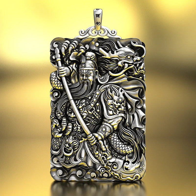 HX Guochao Wu God of Wealth Guan Gong Pendant Necklace Men's Retro Accessory