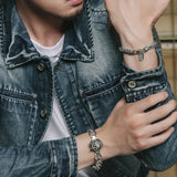 HX Bracelet Men's Braided Keel Peace Pattern Retro Punk Jewelry