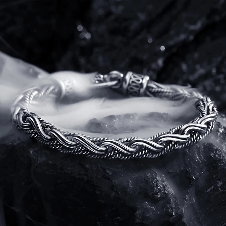 HX Bracelet Men's Braided Keel Peace Pattern Retro Punk Jewelry