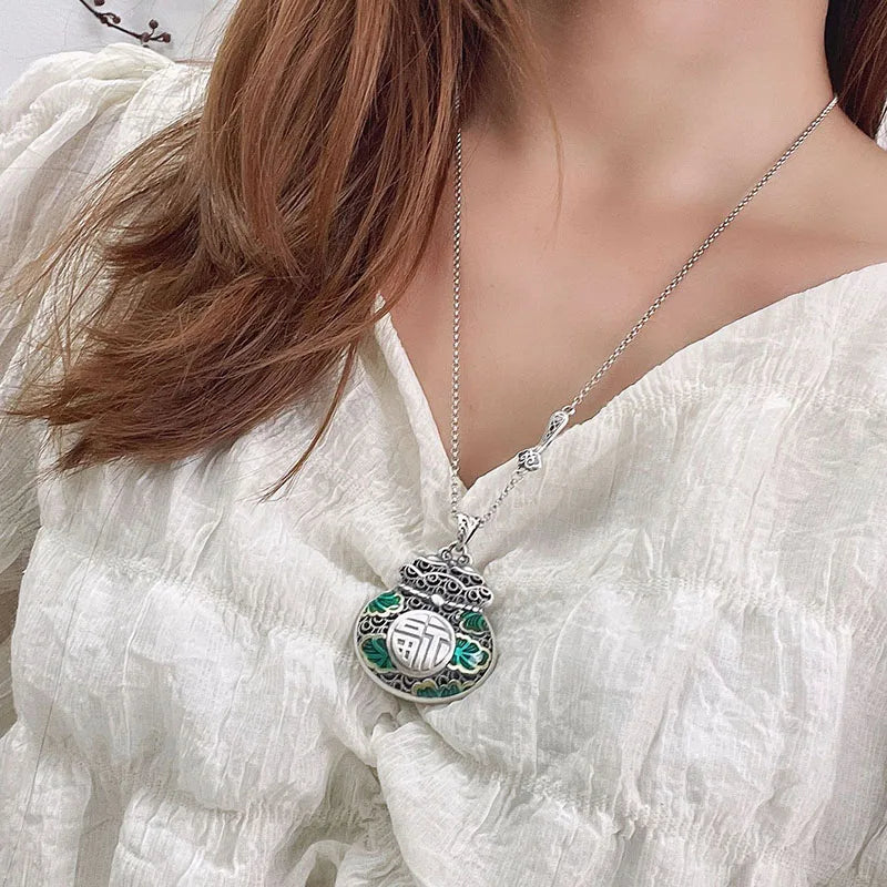 HX Lucky Bag Sweater Chain Necklace Ethnic Style Pendant