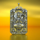 HX Oriental Great Sun Tathagata Buddha Pendant Men's Silver Necklace