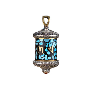 HX Retro Turquoise Flower Necklace Pendant for Men and Women