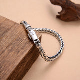 HX Retro Hand Woven Bolt Keel Silver Bracelets Man Personality Couple Bracelet