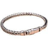 HX Retro Hand Woven Bolt Keel Silver Bracelets Man Personality Couple Bracelet