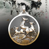 Sanyang Kaitai Zodiac Sheep Pendant Necklace for Men and Women