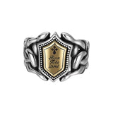 HX Silver Domineering Men Rattan Striped Letter Open Ring