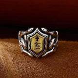 HX Silver Domineering Men Rattan Striped Letter Open Ring