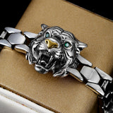 HX Silver Tiger Head Watch and Bracelet Set for Men