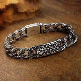 HX Silver Men's Bracelet Auspicious Pattern Couple Ring Buckle Bracelet