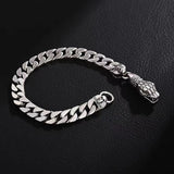 HX Silver Retro Cuban Chain Bracelet Men's Personality