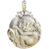 HX Silver Solid Zodiac Monkey Pendant Necklace Men Women Domineering