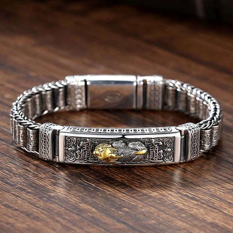 HX Silver Bracelet Men Wealth Beads Ins Personality Jewelry