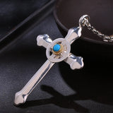 Feather Turquoise Cross Silver Necklace Sweater Chain Star Pendant