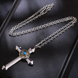 Feather Turquoise Cross Silver Necklace Sweater Chain Star Pendant