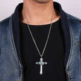 Feather Turquoise Cross Silver Necklace Sweater Chain Star Pendant
