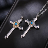 Feather Turquoise Cross Silver Necklace Sweater Chain Star Pendant
