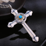 Feather Turquoise Cross Silver Necklace Sweater Chain Star Pendant