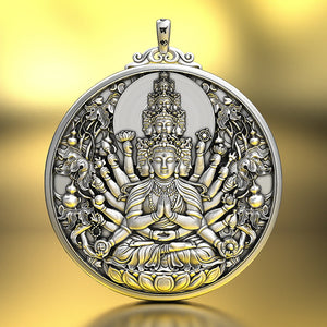 Thousand Hands Guanyin Pendant Retro Necklace for Men and Women